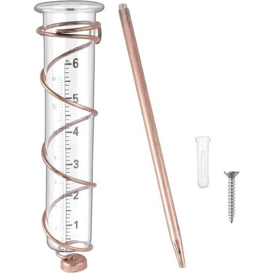Pluviomètre Extérieur En Verre Avec échelle 17,8 Cm - Décoration Jardin Avec Support Et Piquet - 10