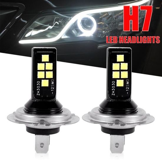Ampoules H7 LED 12 SMD Blanc 6000K phares scooters motos antibrouillards auto