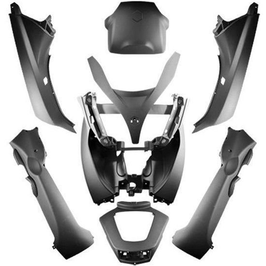 Kit Carrosserie 7 Pièces Pour Scooter Peugeot Trekker – Noir – Garde-boue, Coques, Tablier, Etc.