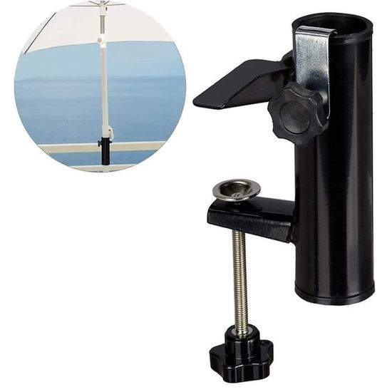 Lot De 2 Clips Support Parapluie Pour Chaise De Jardin/pêche/plage - Alliage Aluminium, Réglable, Trou 25 Mm