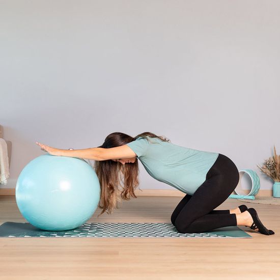 Gym ball FITBALLPAT BLEU, 65cm de diamètre, antidérapant, PVC anti