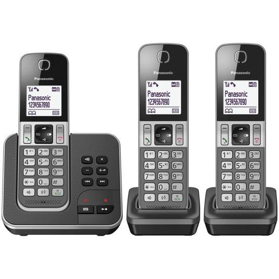 Téléphone sans fil trio PANASONIC KXTGD323FRG avec répondeur et blocage d'appels - Argent