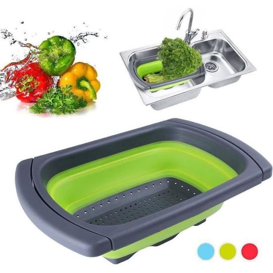 Itian Passoire Pliable Silicone - Grande Capacité Rétractable Avec Poignées Réglables - Pour Évier Tous Formats