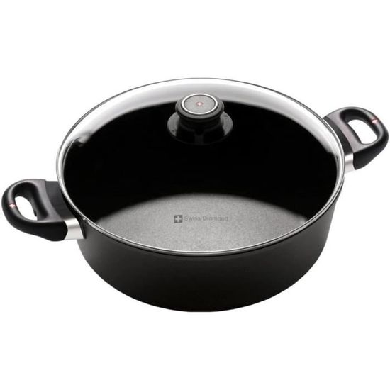 Swiss Diamond XD Braiser à induction avec couvercle en verre ventilé ...