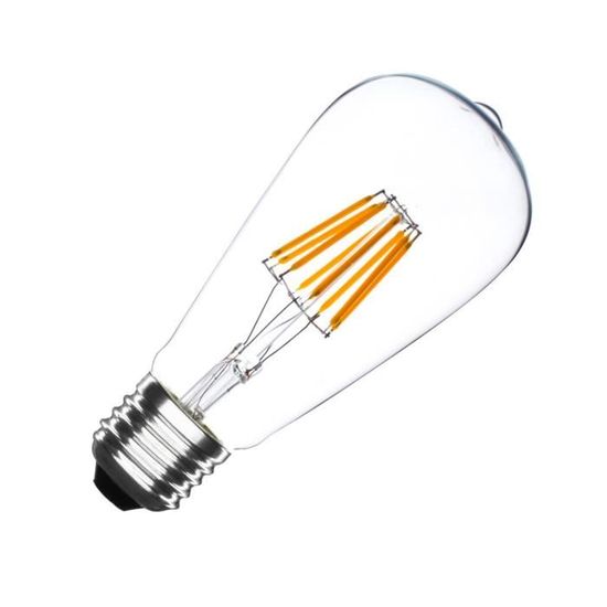 TECHBREY Ampoule LED E27 Filament ST64 6W Ø64x145 mm Blanc Chaud 2000K - 2500K 