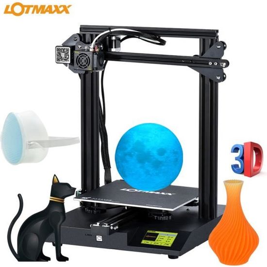 LOTMAXX SC-10 imprimante 3D silencieuse 235 * 235 * 280mm avec écran 3,5 pouces 16 Go Carte TF PLA blanc Filament échantillon 200g