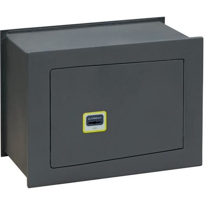 Arregui Ideal 10 281340 Coffre-fort à emmurer, haute sécurité 10mm, ouverture à clé, petit 28 x 38 x 20 cm, 13 L Gris foncé
