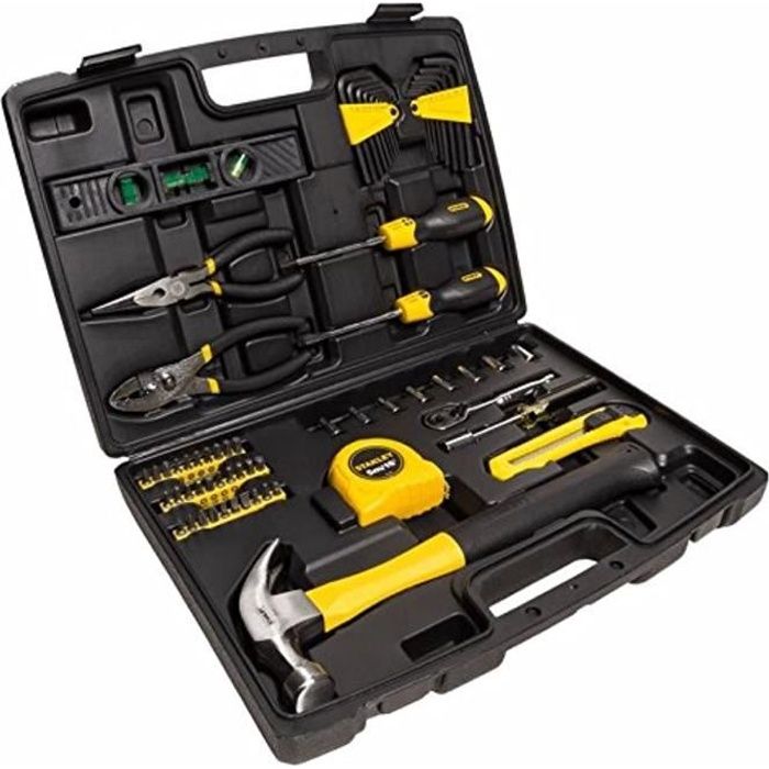 Stanley STmT0-94248 Composition d'Outils - Cutter - mesure - marteau - Tournevis - Pince - Clés mâles - Porte-Embouts - Cliquet - Fi