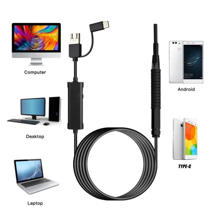 3 en 1 nettoyage de l'oreille USB endoscope LED Visual Ear Spoon Earpick Otoscope Camera yu1397