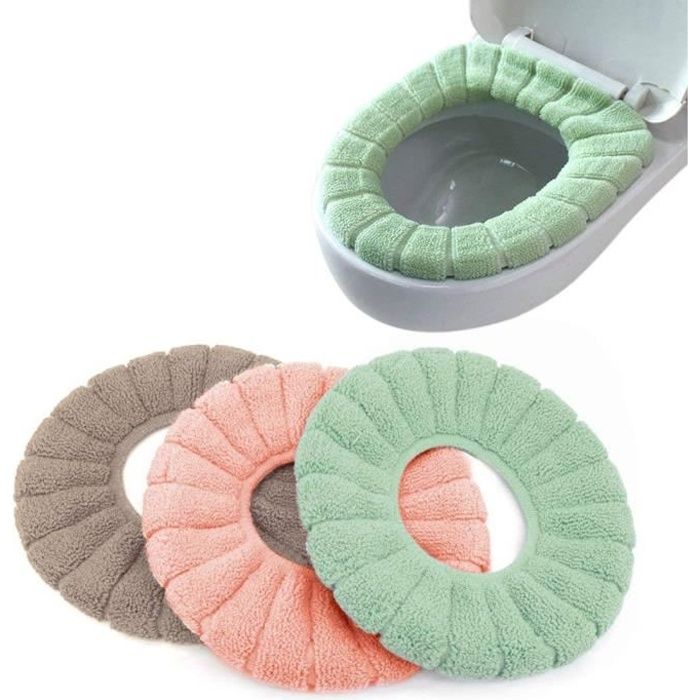 3PCS Housse de Siège de Toilette Multicolore Chaud Protection Housse de Cuvette Couvercle Toilette Siège Housse pour abattant WC