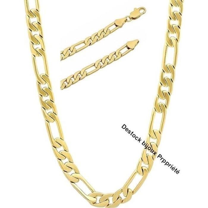 Chaîne de Cou Maille Figaro 50 cm x 5 mm Homme Or Jaune 750 Laminé*