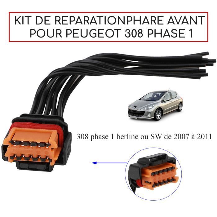 KIT RÉPARATION CONNECTIQUE FAISCEAU PRISE PHARE / OPTIQUE AVANT PEUGEOT 308 PHASE 1 ET SW