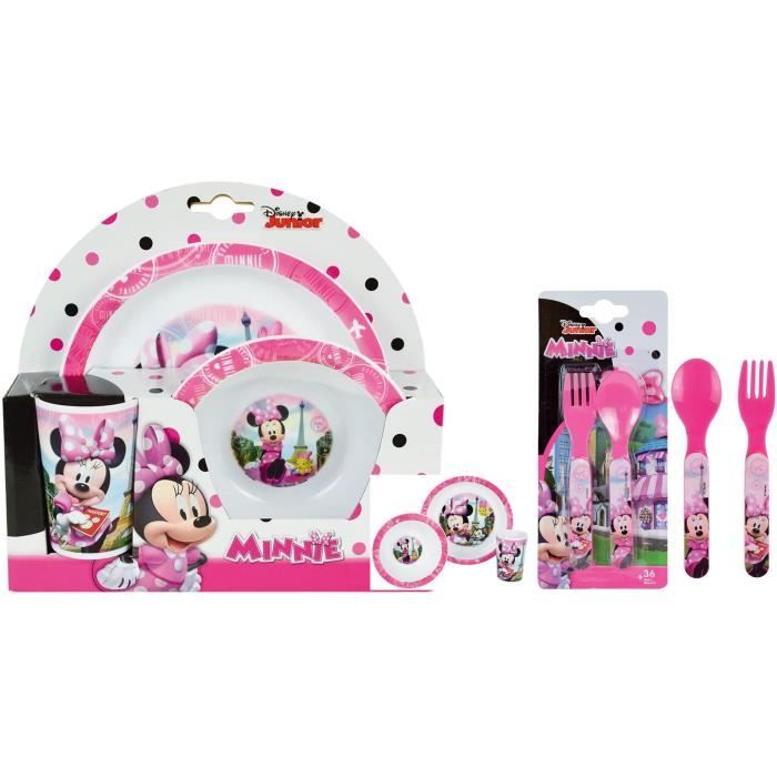 Ensemble repas lunch 3 pièces et 2 couverts Disney Minnie Mouse