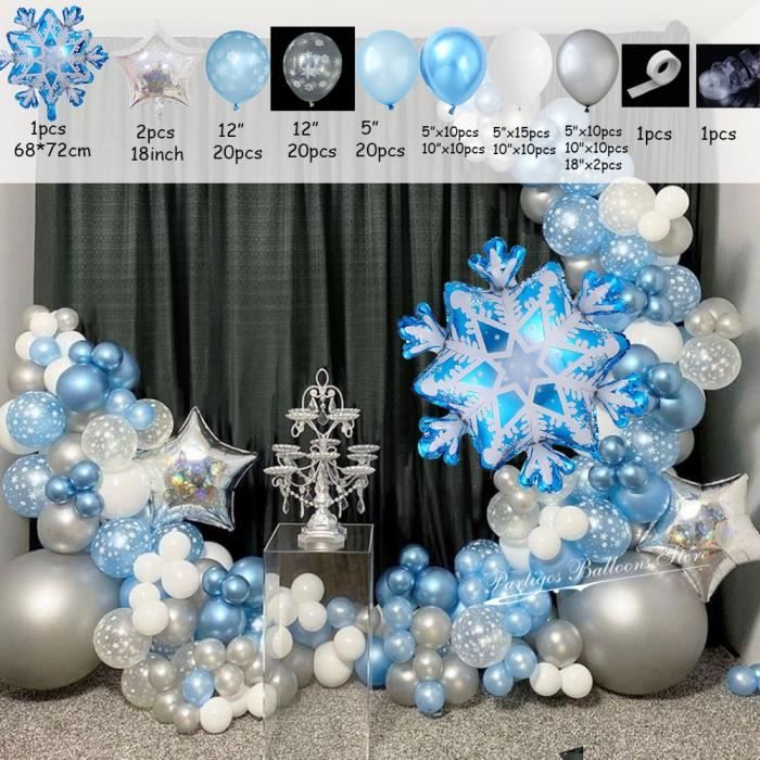 132 pièces flocon de neige ballon guirlande arche kit fête d'anniversaire glace reine des neige -132pcs