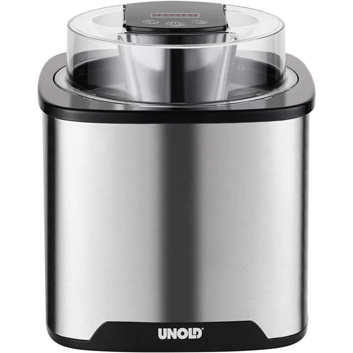 Unold 48855 Gelato Machine à glace sans compresseur 1,5 l Acier inoxydable/noir