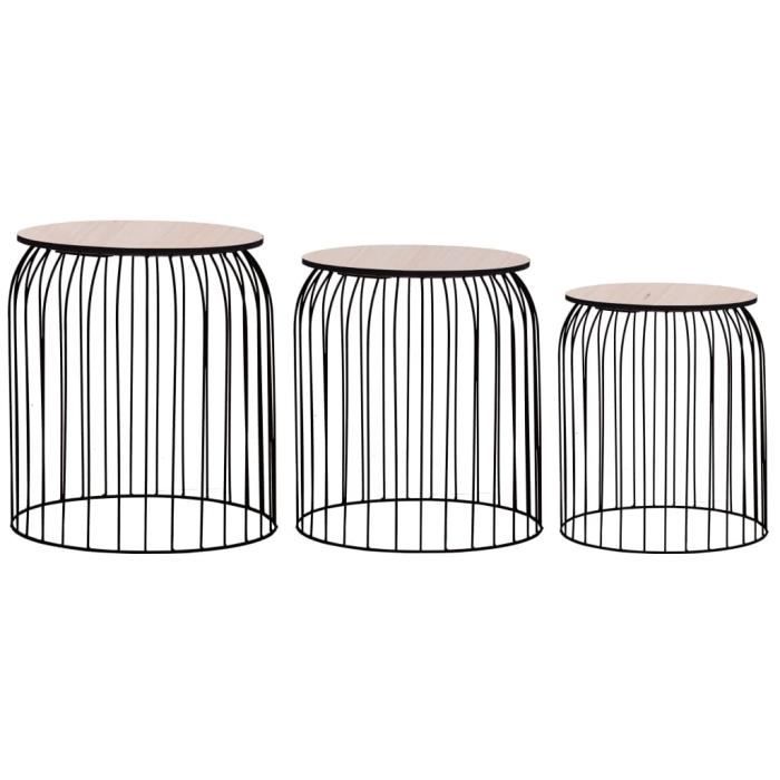 Jardin*6559Moderne - Lot de 3 Tables Basses gigognes Vintage Décor Table d'appoint pour salon Table de Salon - Bout de canapé Table