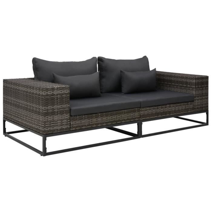 Moderne- Salon de jardin 2 personnes - 2 pcs Meuble de jardin - Mobilier de jardin Ensemble repas de jardin - Résine tressée