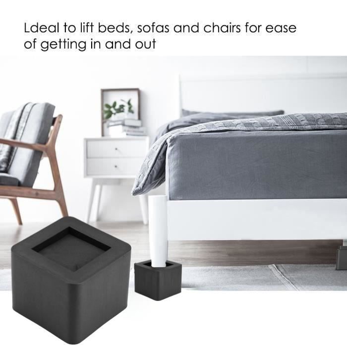 Rehausseur Jambe Meuble Elévateur Antidérapant en Plastique PP Noir pour Canapé Table Bureau Lit -QNQ