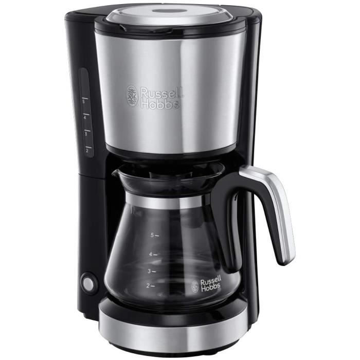 Russell Hobbs Machine à Café, Cafetière Filtre 625ml, Café Rapide en 7mn, Plaque Chaude, Porte Filtre Amovible - Inox Brossé 24210-5