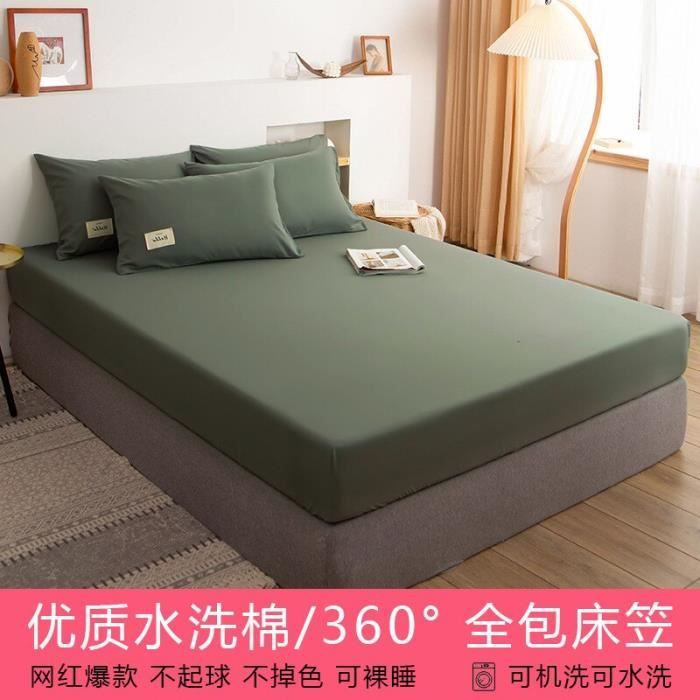 Drap Housse,Drap de lit Double en lin et coton, couvre lit avec bande élastique, 150, 120, 180, 200cm (taies - Type 12-120x200cm