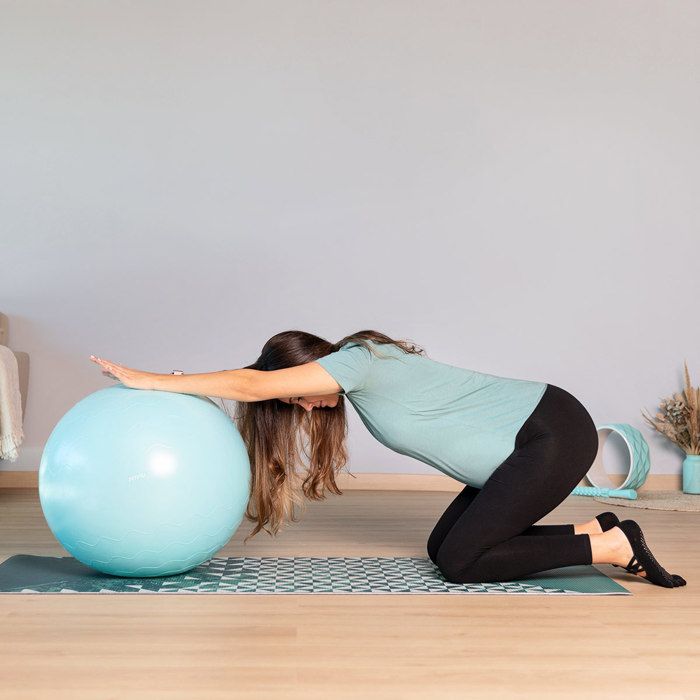 Gym ball FITBALL-PAT BLEU, 65cm de diamètre, antidérapant, PVC anti-perforation, équilibre - FITFIU Fitness