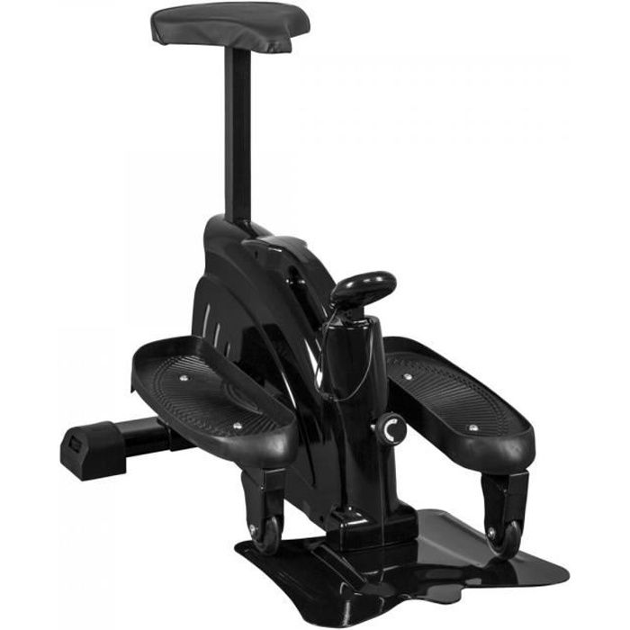 Gorilla Sports - Stepper fitness compact d'appartement noir - avec courroie et masse d´inertie de 1,5kg Noir