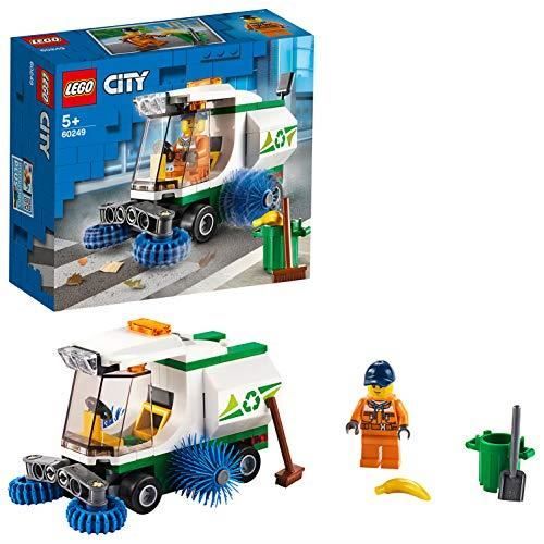 LEGO 60249 City Super véhicules La balayeuse de voirie Camion benne à ordures avec chauffeur, Set de voiture pour enfant 6024