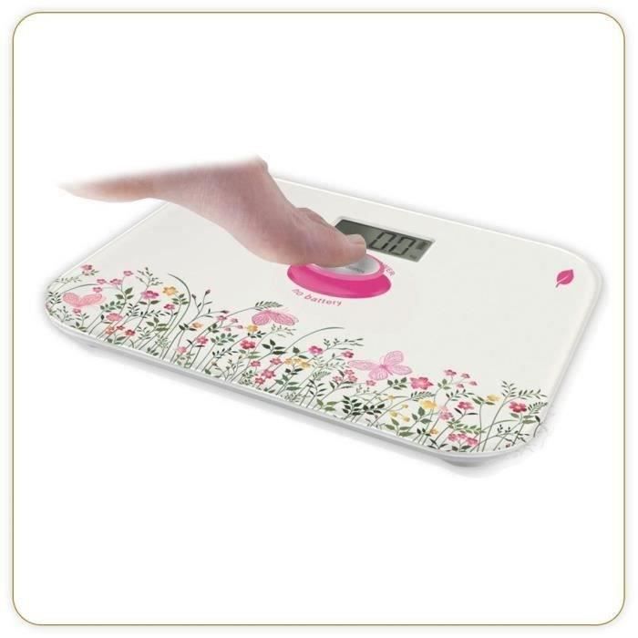 LITTLE BALANCE 8328 Kinetic, Pèse-personne sans pile, Rechargeable par son bouton Little Balance, 180 kg / 100 g, Floral