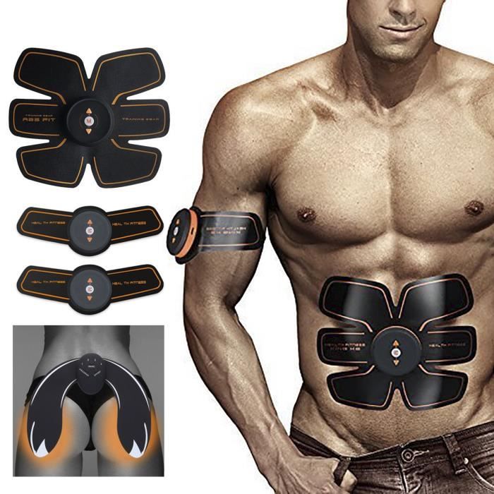 Ceinture Abdominale,Electrostimulateur Musculation Abdominaux Bras Cuisses Appareil Fitness+EMS Hips Trainer (Batteries Charge)