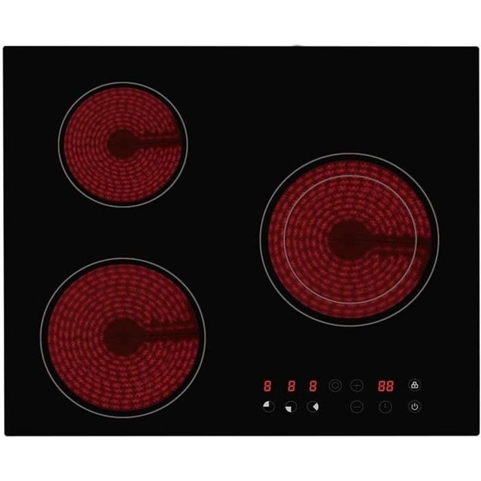 LINKE - LKTVS3Z - Table de cuisson - Vitrocéramique - 3 foyers - Zones sensitives - 5200 watts - Noir