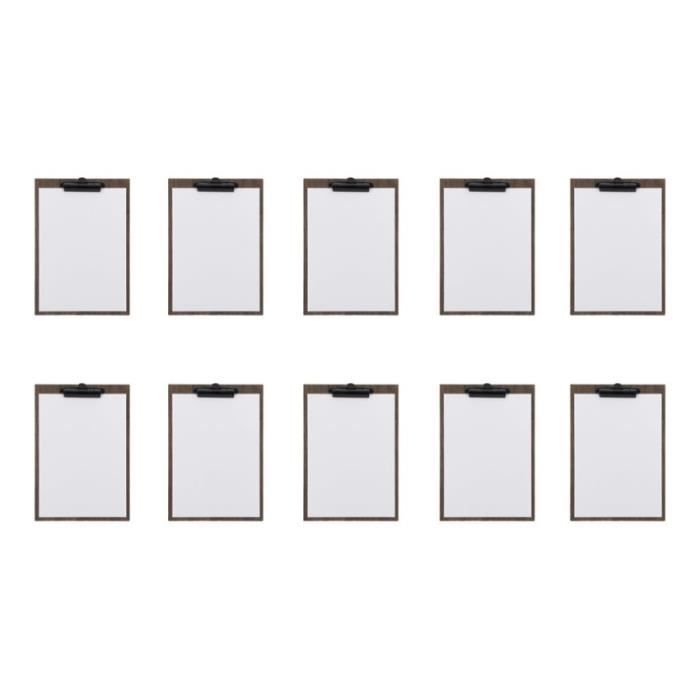 Lot de 10 porte-menus clipboard A4 en noyer Portrait Bois
