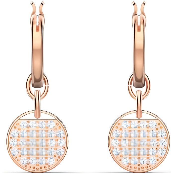 Boucles d'Oreilles femme - SWAROVSKI - Créoles Swarovski Ginger Mini - Couleur de la matière:Rose