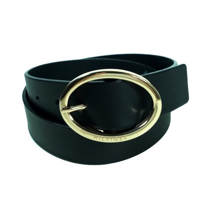 Tommy Hilfiger - Tommy Hilfiger Femmesgürtel OVAL Ceinture Boucle Ceinture Noire 90 cm Réf 59102