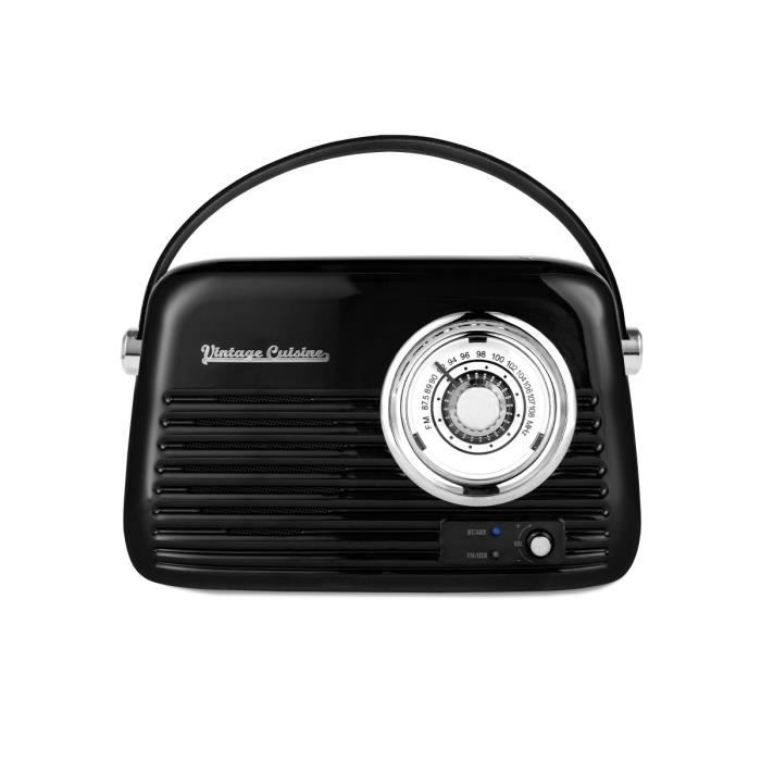 RADIO RÉTRO VINTAGE CUISINE AVEC HAUT-PARLEUR BLUETOOTH - NOIR