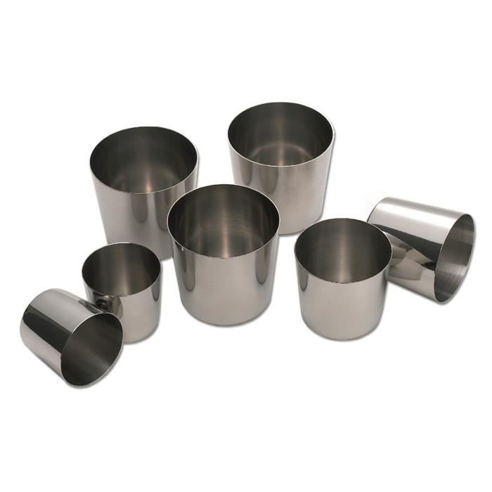 Blister de 6 darioles rondes inox professionnelles à 50 mm de diamétre
