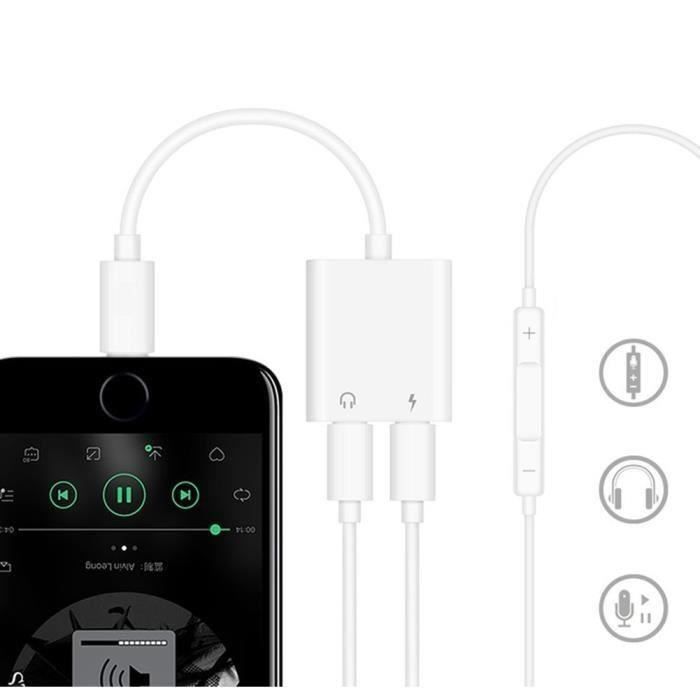 iPhone 8/7 Adaptateur Lightning Audio Charge, Double Port Lightning Adaptateur, Ecouter Musique et Charger Votre iPhone 7 Plus