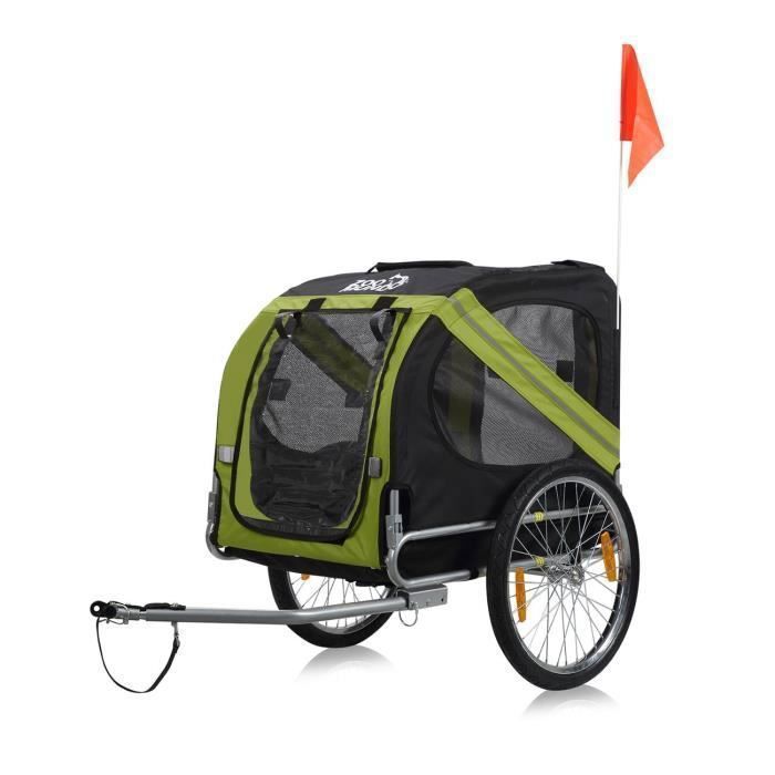 zoomundo Remorque velo pour Chien Transport Animaux en Vert/Noir - Silver Frame