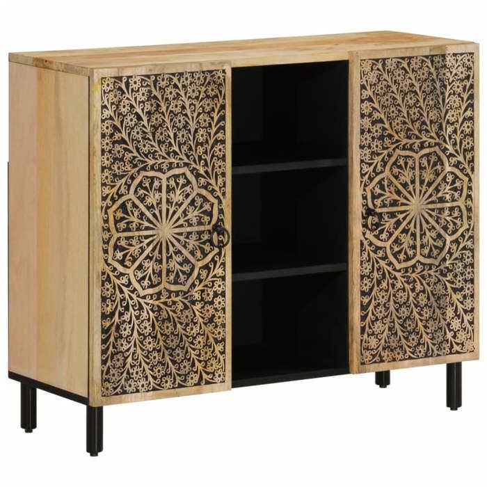 vidaXL Armoire Latérale Buffet avec Portes Meuble de Rangement Salon Chambre à Coucher Salle à Manger Rétro Bois Massif 358240