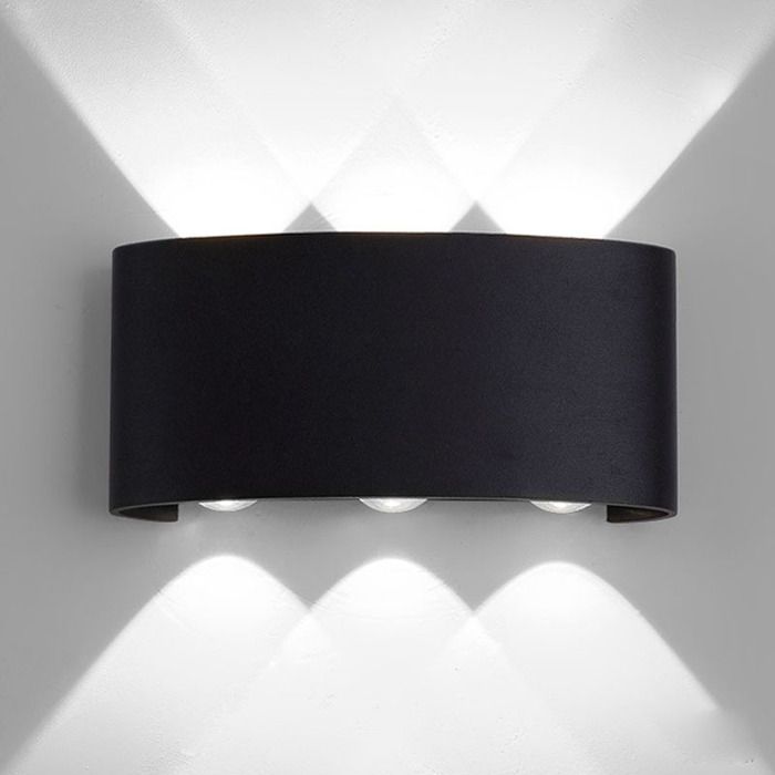 SNOGOLD 6W Applique Murale Extérieur Moderne Éclairage Étanche Lumière Blanche Lampe Murale en Aluminium Vers le Haut et Bas Noir