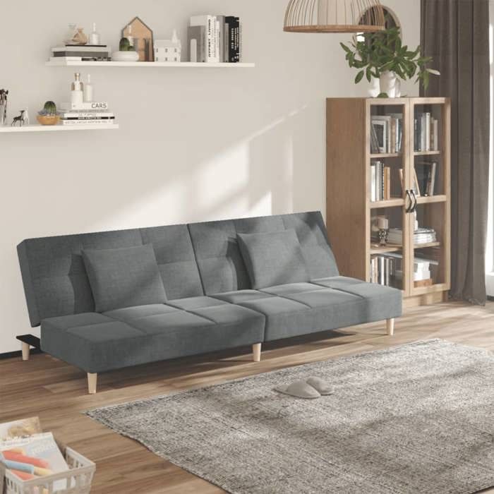 Canapé Relax convertible CLOUD - Canapé-lit à 2 places avec deux oreillers Gris foncé Tissu 7639