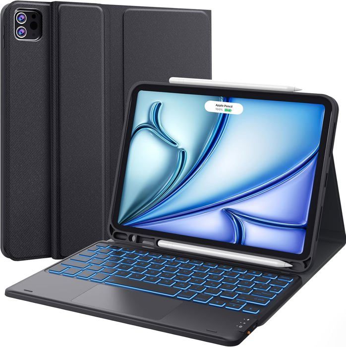 Étui Clavier Magique Pour IPad 10e/11e Génération - Pavé Tactile Rétroéclairé 7 Couleurs - Coque Magnétique Flottante - 9