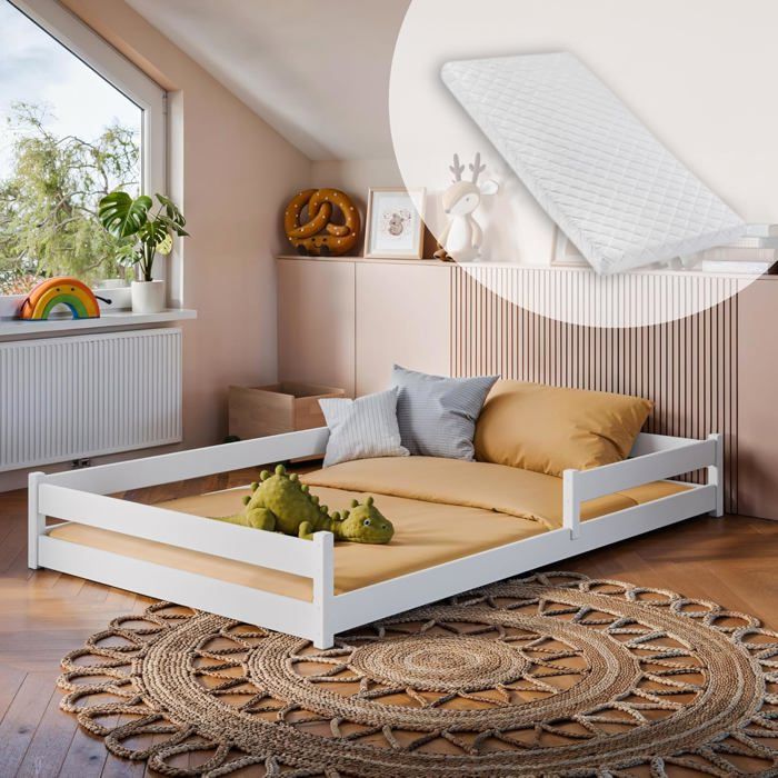 Lit enfant 120x200 cm - Matelas et sommier inclus -