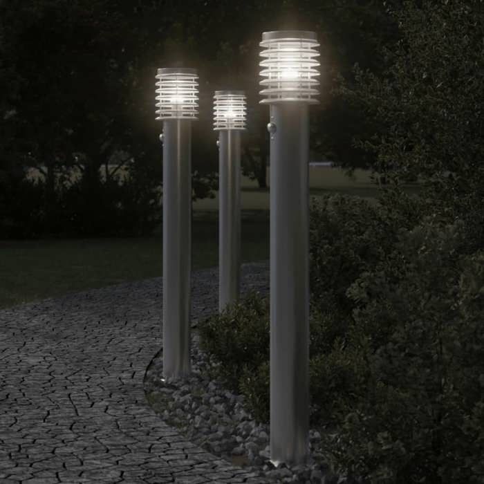 vidaXL Lampadaire d'extérieur avec capteur acier inoxydable éclairage au sol d'extérieur éclairage au sol de 4006367 - vue 1