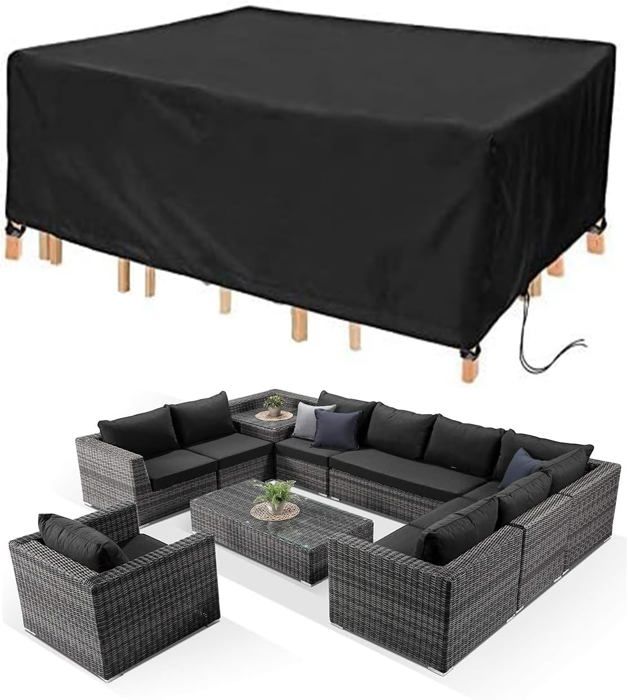 Lanip Housse Salon de Jardin Rectangulaire Bache Table Mobilier de ...