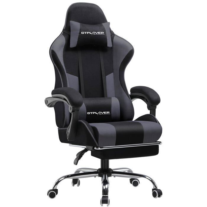 Chaise de gaming chaise de bureau Ergonomique avec Dossier réglable à 135° Tissu - vue 7