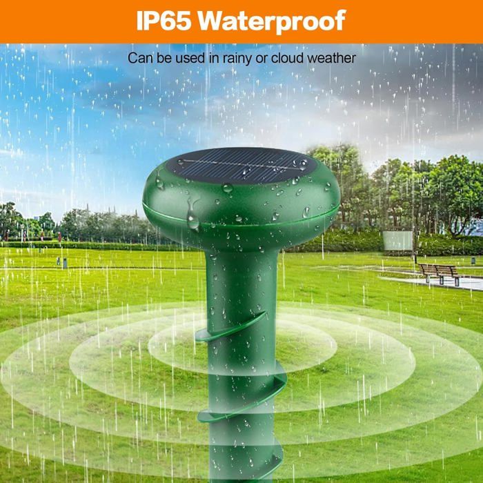2Pcs Répulsifs Solaires pour TaupesRepulsif Ultrason Souris et Rats Repulsif SerpentRepulsif PigeonAnti Souris Gopher