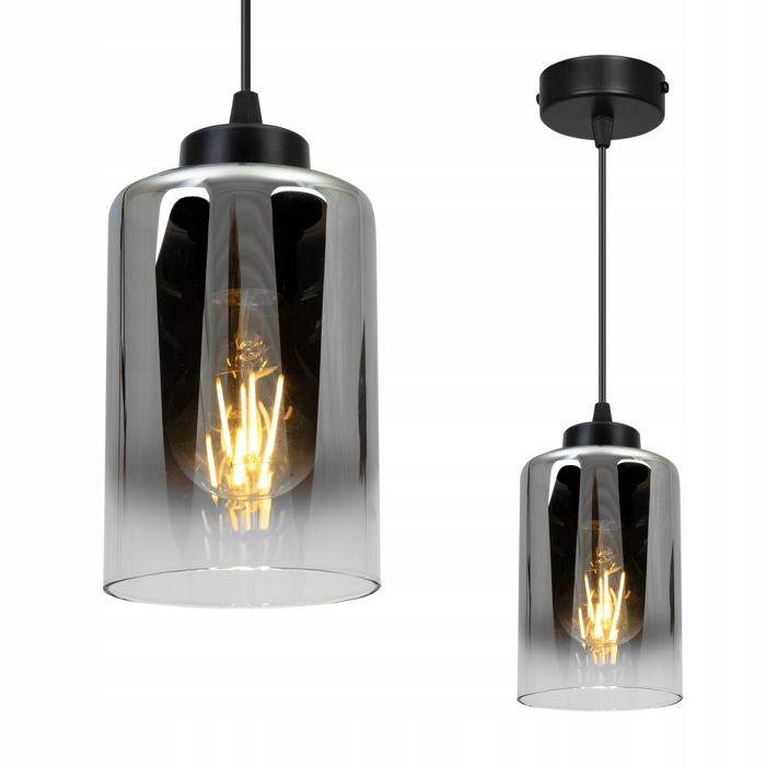 Plafonnier Lustre Suspendu - Light-Home - HELLA 2320/1 - Verre Graphite - Hauteur Réglable