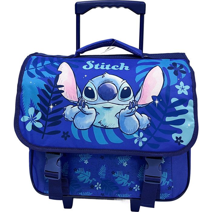 Grand cartable à roulettes Stitch Disney bleu garçon 38cm