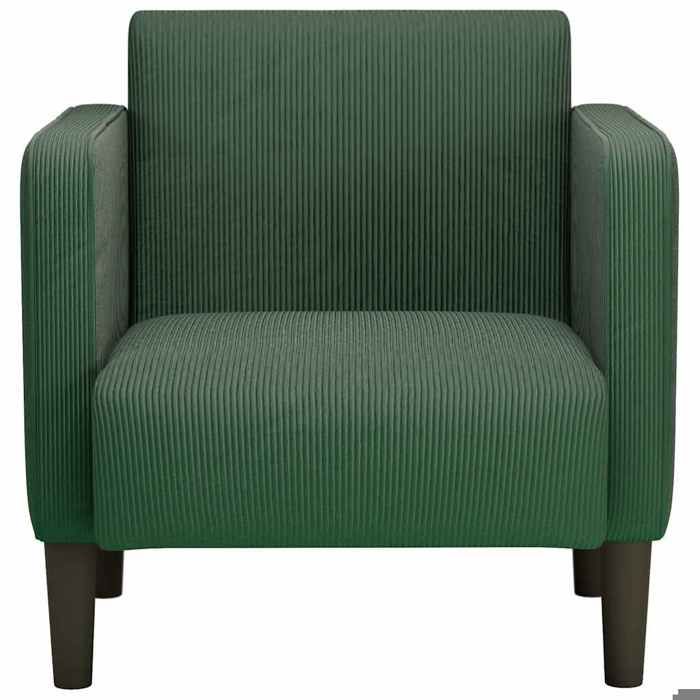 CLARENCE® Fauteuil Simple - Chaise de canapé - style exceptionnel - accoudoirs vert foncé 54 cm tissu velours côtelé LV5501