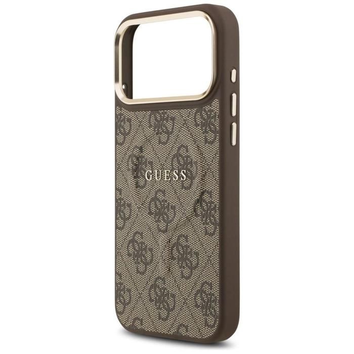Guess PU Leather 4G Gold Frame Case with MagSafe for iPhone 17 Pro Max 6.9 GUHMP17XP4MSEGCW - vue 2